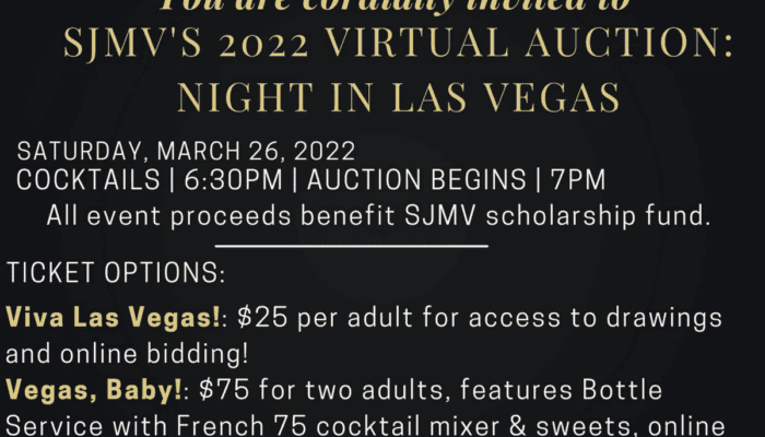 SJMV Night In Las Vegas Virtual Auction 2022 Flyer